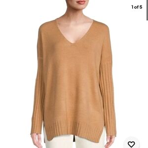 FRENCH CONNECTION Baby Soft Ribbed Sleeve Sweater Size Women's M Light Brown
